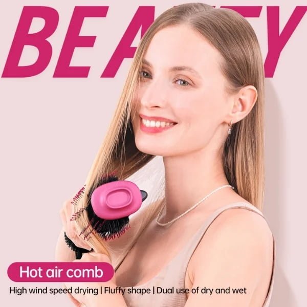 Woman using the KD311 hot air comb for hair styling