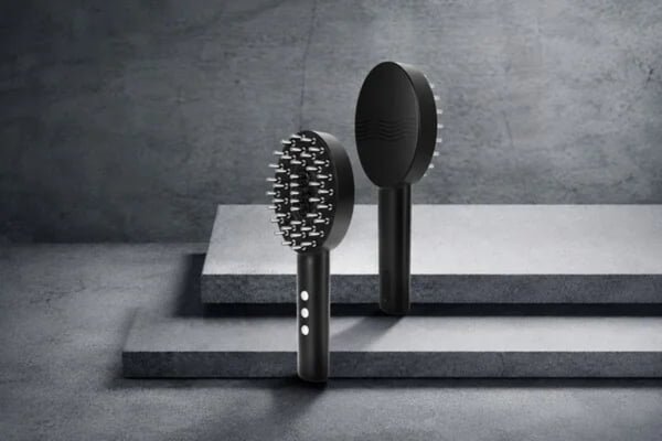 Front and back views of the KD3802 LED scalp massage brush