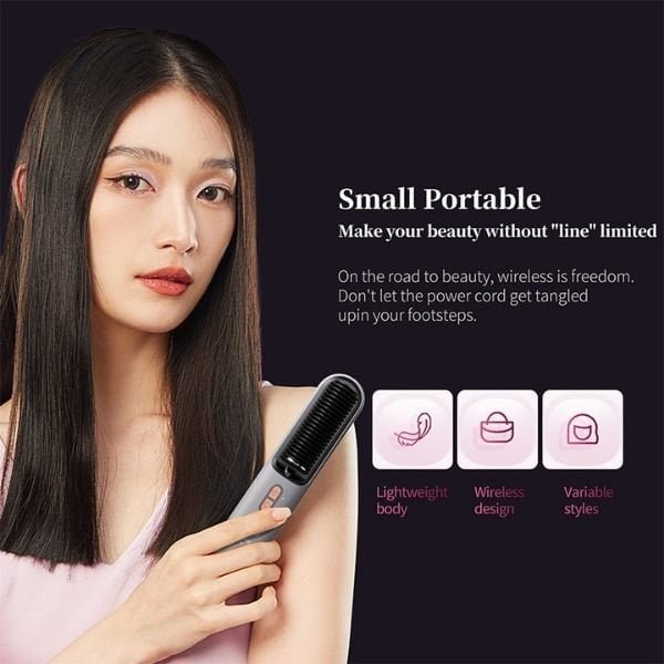 KD382B cordless hair straightener brush front and back view