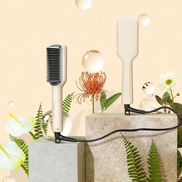 Front and rear views of the KD680 corded hair straightening brush