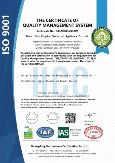 ISO 9001:2015 Quality Management Certificate