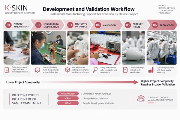 Private Label OEM ODM development and validation process Beauty device development process from Private Label sample approval to OEM modification and ODM prototype validation