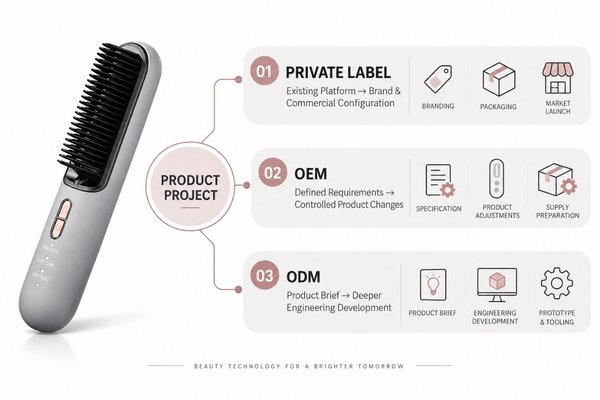 Private Label vs OEM vs ODM beauty device project routes Private Label, OEM and ODM beauty device project routes compared from existing product platform to deeper product development