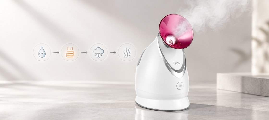 Facial steamer producing stable steam for B2B product evaluation