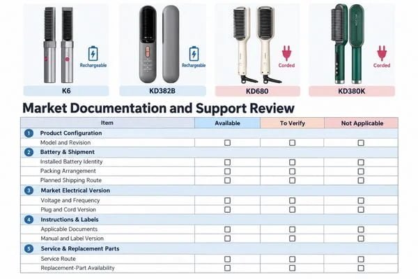Market documentation and support review Buyer document checklist covering product configuration, shipment review and service requirements