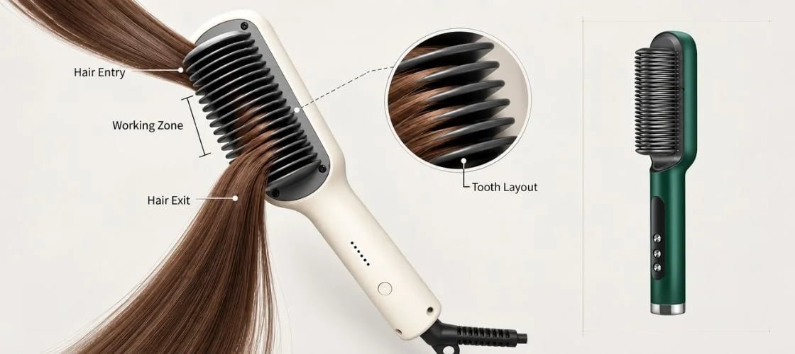 Hair straightener brush tooth layout and hair-glide evaluation using KD680 and KD380K product platforms