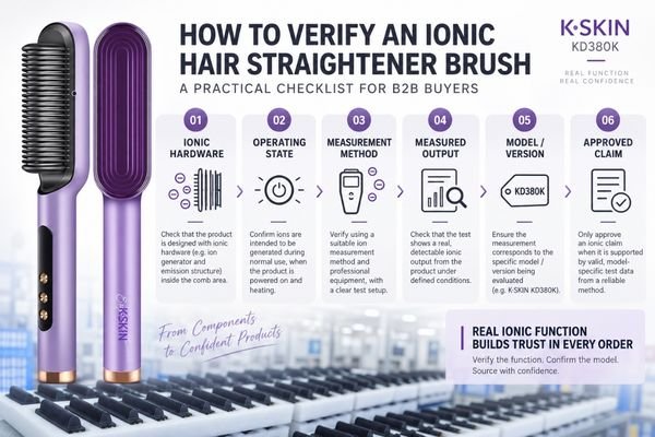 Ionic Hair Straightener Brush Verification Chain Ionic hair straightener brush verification chain from product hardware to measured ion output and approved claims