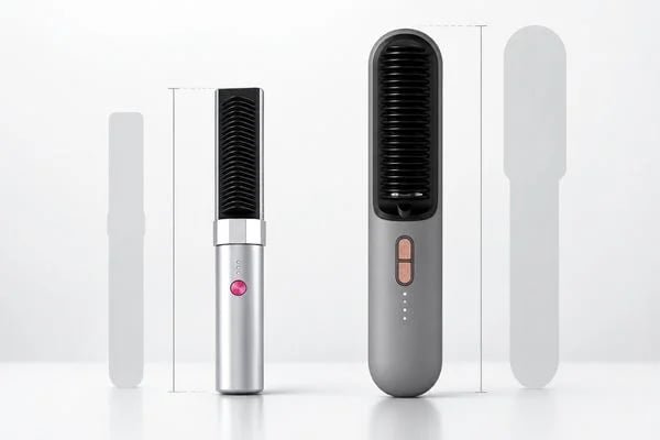 K6 and KD382B Cordless Brush Comparison Comparison of K6 mini cordless styling brush and KD382B full-size cordless straightener brush