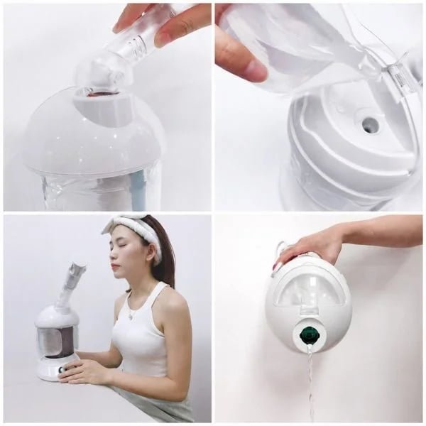 KD2328 facial steamer filling using cleaning and home steaming scenes