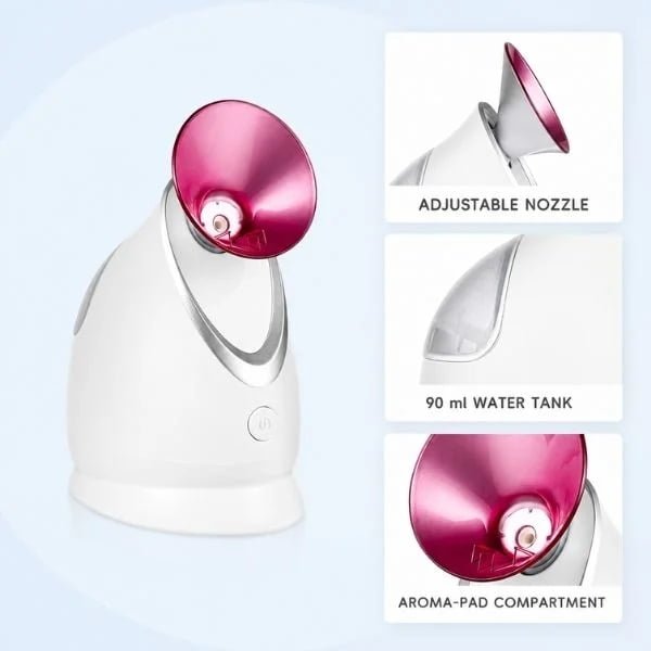 KD2331A facial steamer with adjustable nozzle, 90 ml water tank and aroma-pad compartment