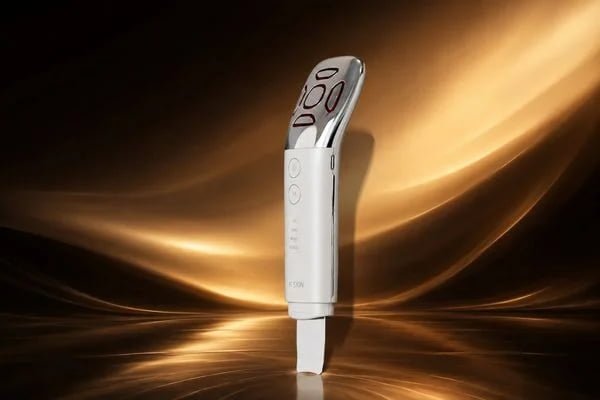 KD8086 dual-head multifunction facial beauty device on a premium gold background