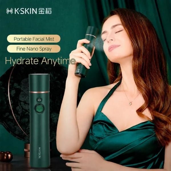 Woman using the KD88SA portable facial mist sprayer for daily facial hydration