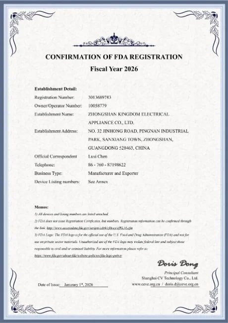 K·SKIN FY2026 FDA establishment registration and device listing information