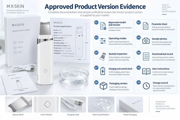 Ultrasonic Skin Scrubber Approved Version Evidence Approved-version evidence checklist for an ultrasonic skin scrubber sourcing project