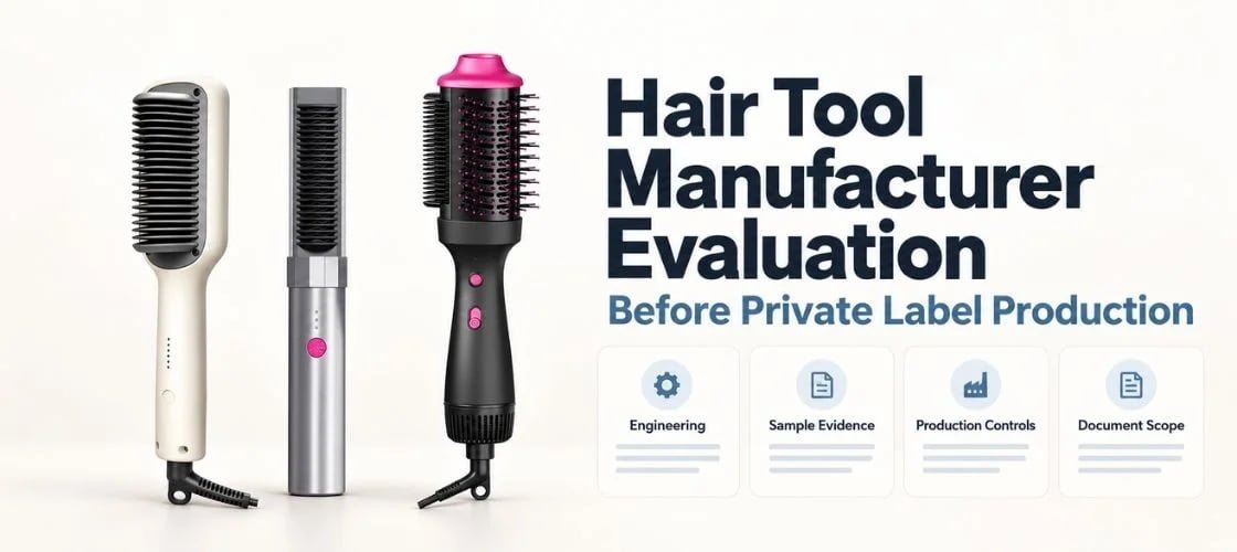 KD680, K6 and KD311 hair styling tools beside engineering, sample evidence, production control and document review cards.