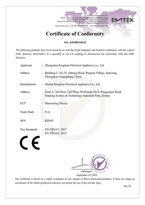 CE / Product Compliance · KD363 document preview