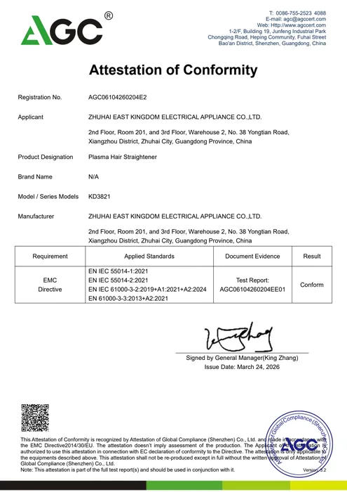CE EMC · KD3821 document preview