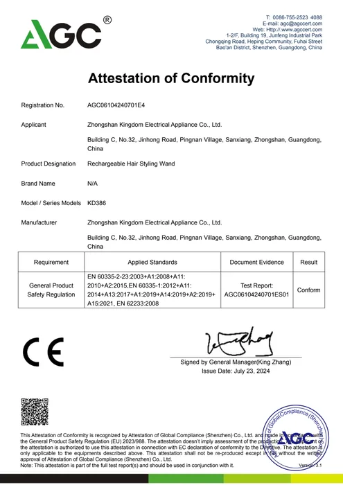 CE / Product Compliance · KD386 document preview