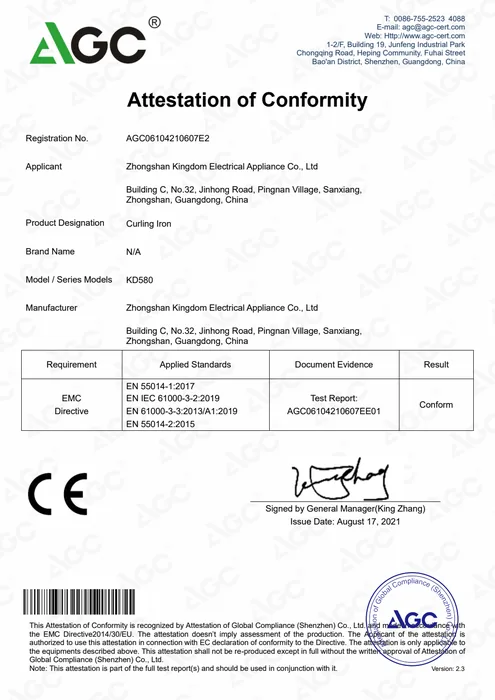 CE EMC · KD580 document preview