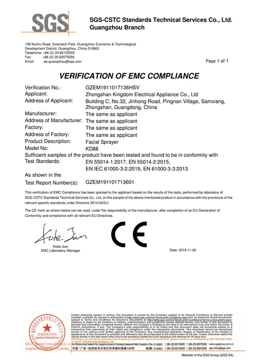 CE / Product Compliance · KD88 document preview