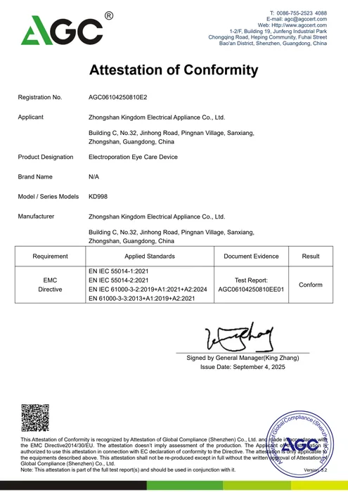 CE EMC · KD998 document preview